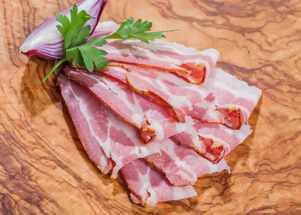 Geräucherter Schweinebauch, Bacon, Bratspeck Bild 1