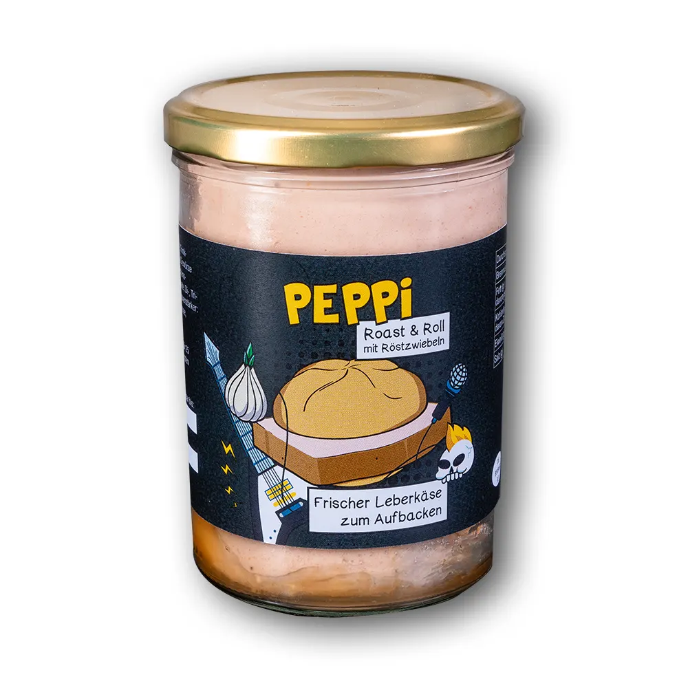 Peppi ROAST & ROLL - Leberkäse mit Röstzwieblen 390g im Glas Bild 1