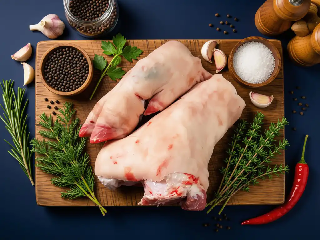 Spitzbein, Sülzhaxe bzw. Schweinepfoten geschnitten Bild 1