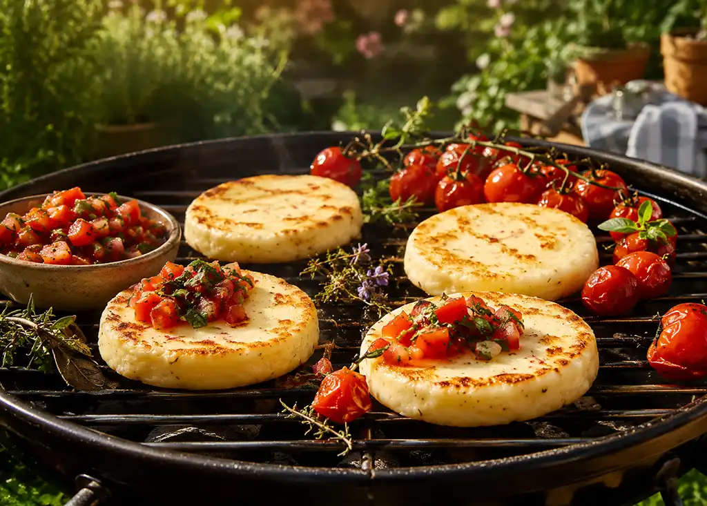 Albers Käse Grilltaler Chili vom Grill mit Tomaten-Kräuter-Salsa