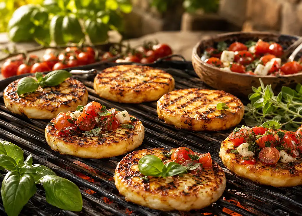 Albers Käse Grilltaler Pizza vom Grill mit Tomaten-Kräuter-Salsa