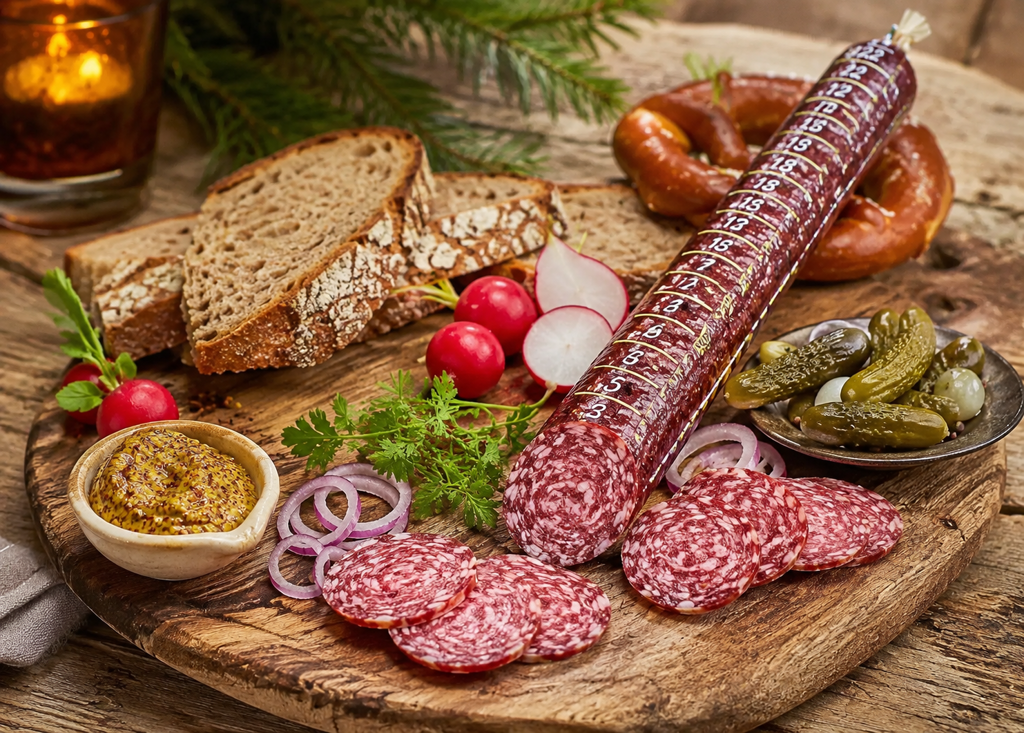 Bayerische Brettljause mit Adventskalendersalami