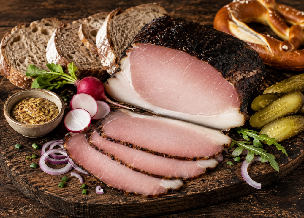 Bayerische Brettljause mit Bauerngeräuchertem Karree