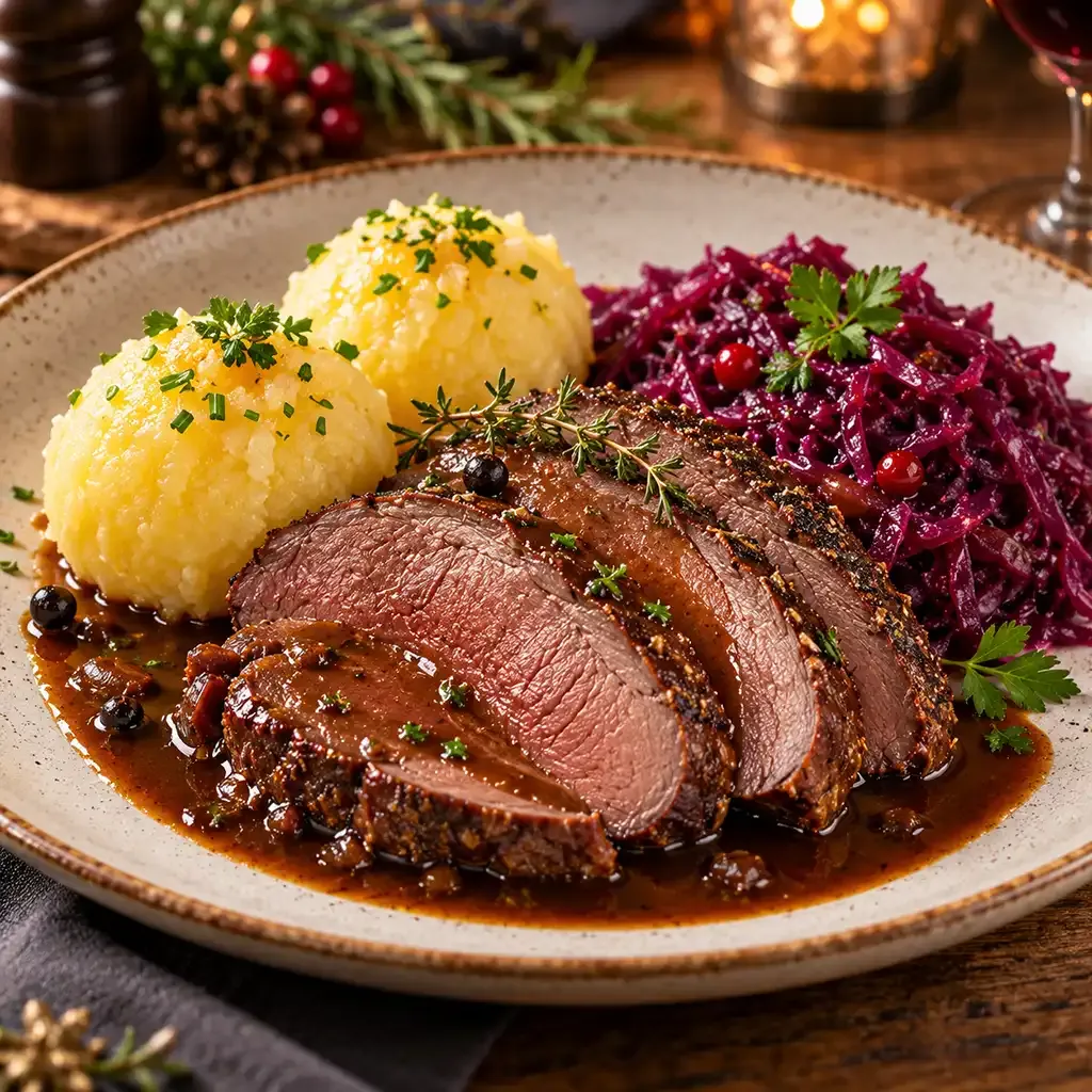 Rehbratenpaket – Rehkeule mit Kartoffelknödeln und Hausmacher-Rotkraut