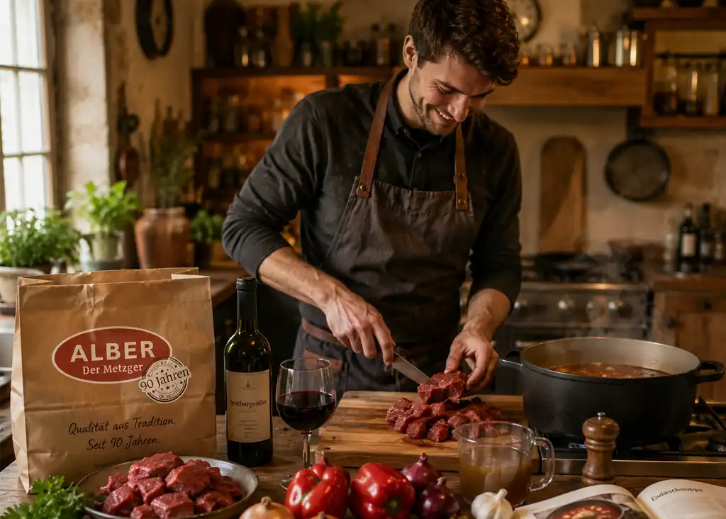 Rheinische Gulaschsuppe mit Rotwein