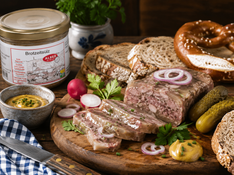 Bayerische Brettljause mit Brotzeitsülz im Glas