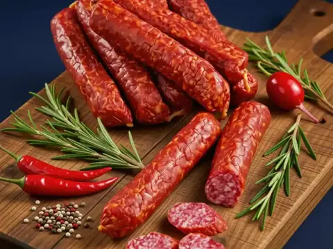 Bayerische Brettljause mit Kaminwurzen hausgemacht