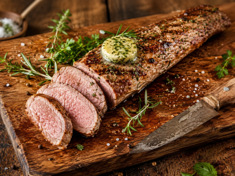 Kalbsfilet vom Grill mit Kräuterbutter