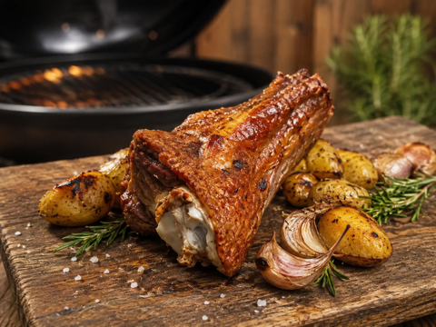 Kalbshaxe hinten aus der Gaskugel mit knuspriger Kruste