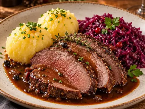 Rehbratenpaket – Rehkeule mit Kartoffelknödeln und Hausmacher-Rotkraut
